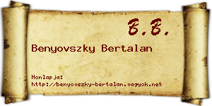 Benyovszky Bertalan névjegykártya